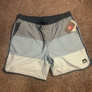 Quiksilver Men's Striped Gray Swim Shorts